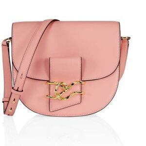 Alexis Bittar Dusty Pink Crossbody TWISTED GOLD LEATHER SADDLE BAG IN DUSTY PINK